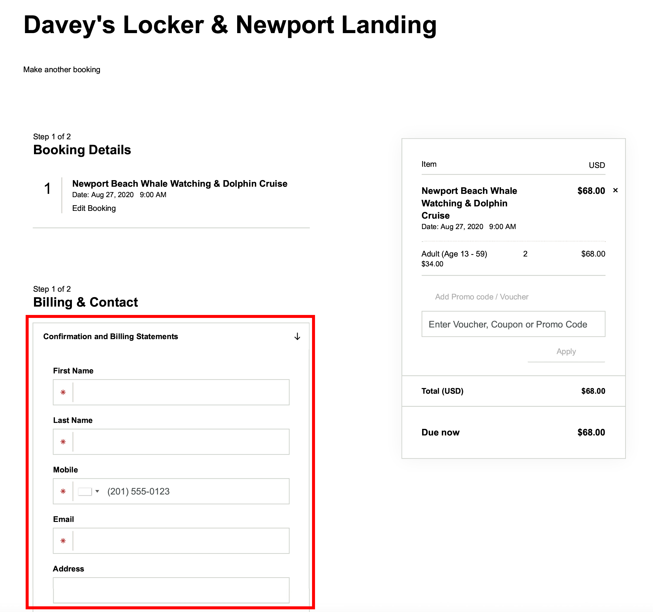 Review Your Order - Davey_s Locker Sportfishing & Whale Watching